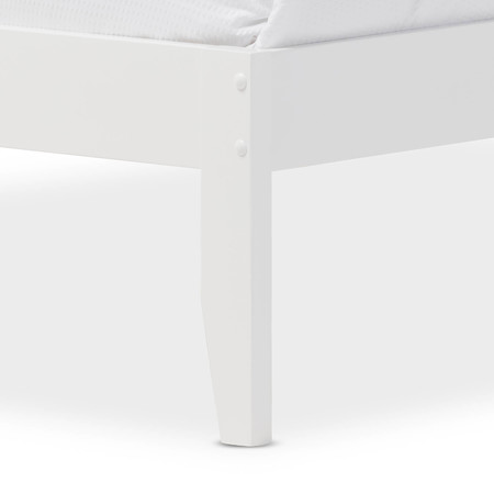 Baxton Studio Celine Geometric Pattern White Solid Wood Full Size Platform Bed 125-6920